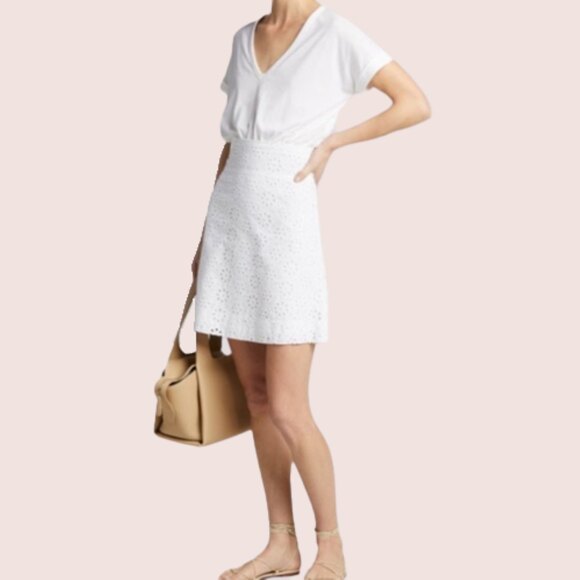 Veronica Beard Jiya Eyelet Popover Mini Dress Womens M Cotton V-Neck $350 NWT - Picture 11 of 12